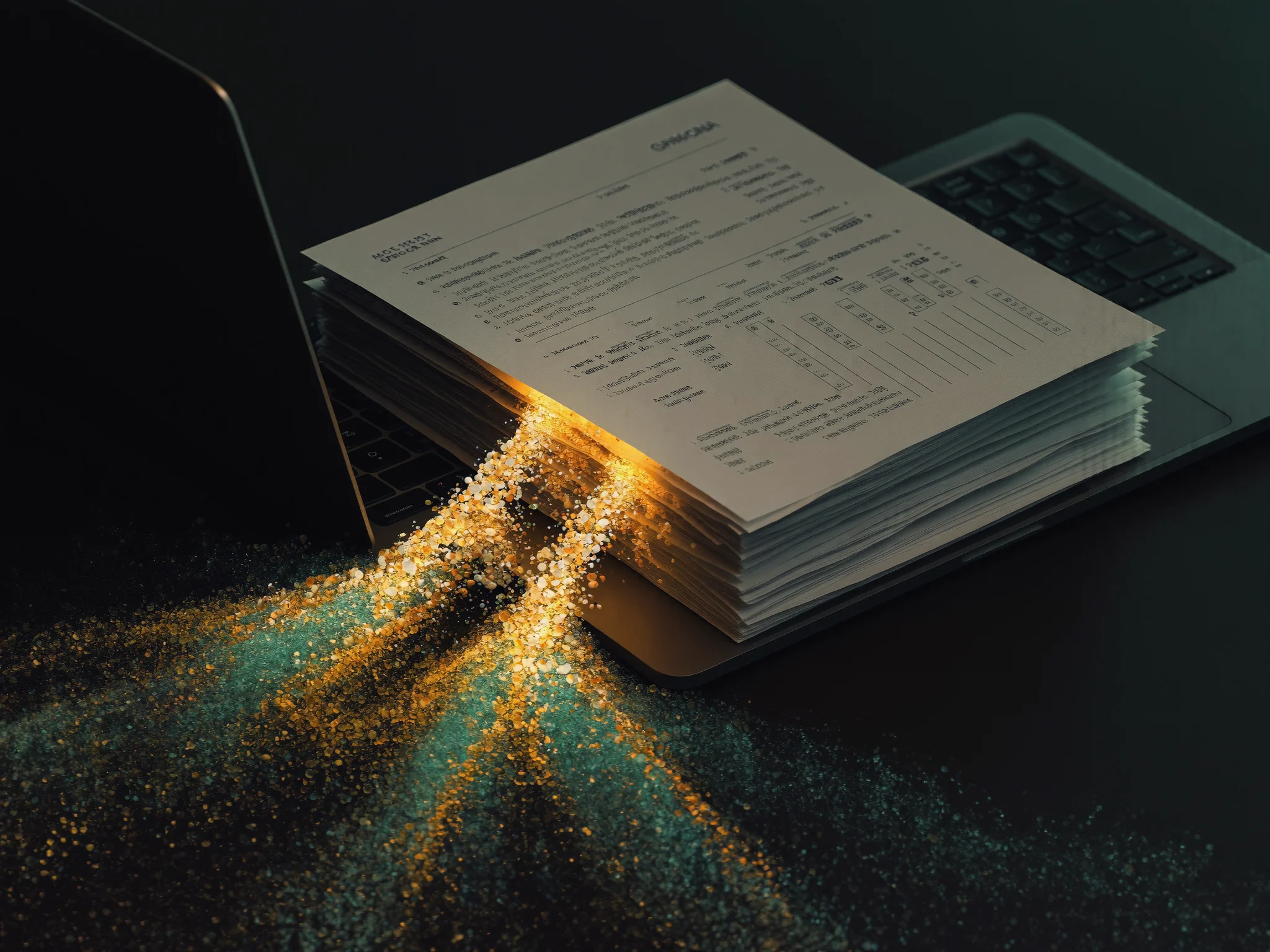 Business documents dissolving into data as AI automates the paperwork